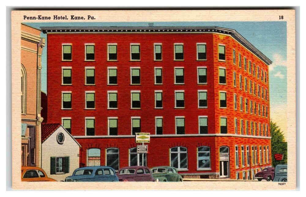 Penn-Kane Hotel Kane PA Vintage Linen Postcard Tichnor Cars